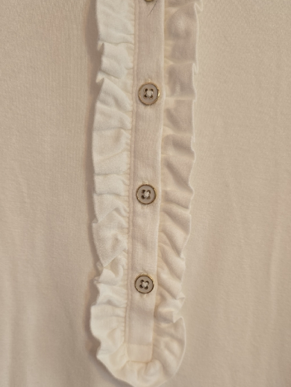 Talbots White Ruffle Henley Long Sleeve Top - Picture 4 of 4